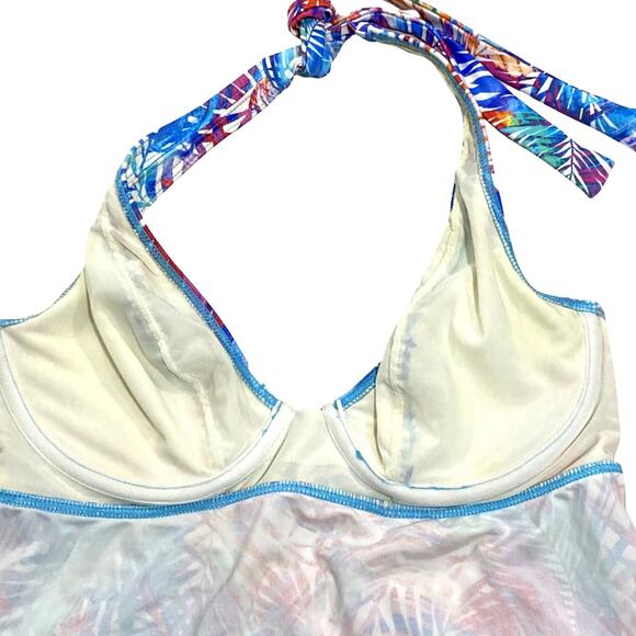 Island Palms Halter Tankini Top by SUNSETS Size 34DD - Picture 9 of 10